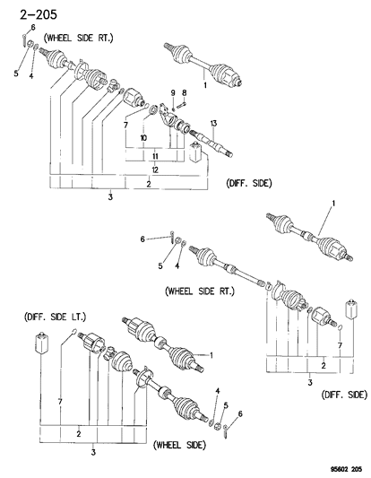 1996 Dodge Avenger Shaft - Front Drive Diagram