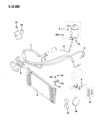 1989 Jeep Wagoneer Receiver/Drier, Condenser & Hoses Diagram 3