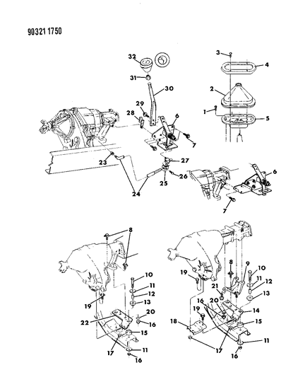 1992 Dodge W250 Controls & Mounting, Transfer Case Diagram 2