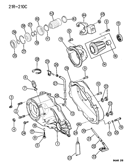 1996 Jeep Grand Cherokee Case , Extension & Miscellaneous Parts Diagram 1