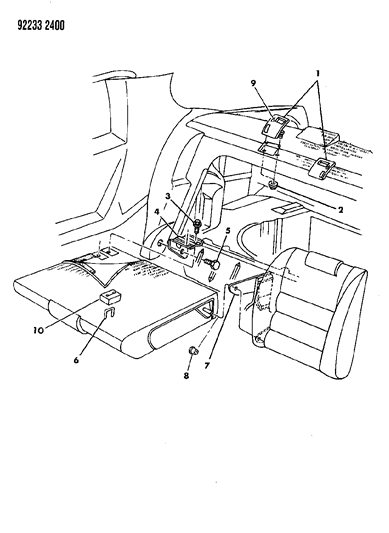 1992 Chrysler LeBaron GTC Rear Fold Down Seat Diagram
