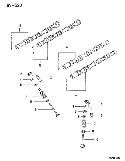 1996 Dodge Stealth Camshaft & Valves Diagram 1