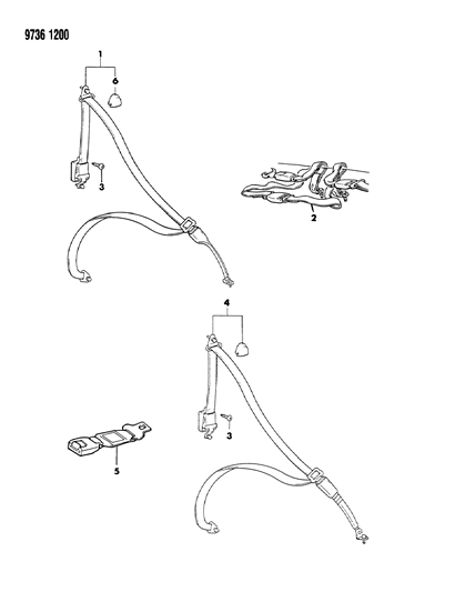 1989 Dodge Ram 50 Belt - Front Seat Diagram