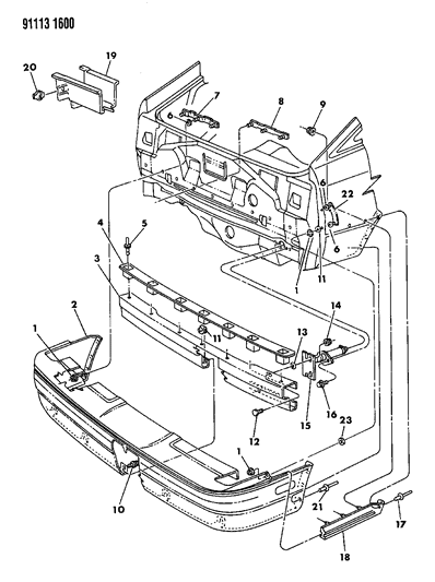 1991 Dodge Daytona Fascia, Bumper Rear Diagram