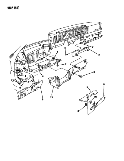 1989 Chrysler LeBaron Instrument Panel Silencers Diagram