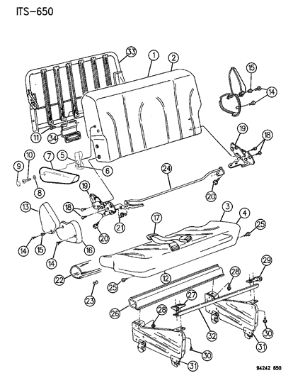 1994 Dodge Caravan Convertabed 1st Rear Seat Diagram