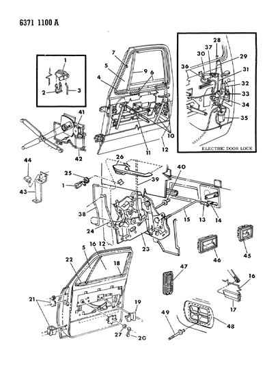 1986 Dodge Ramcharger Door, Front Diagram