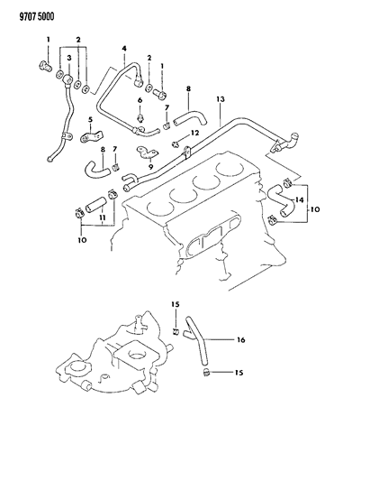 1989 Chrysler Conquest Water Hose & Pipe Diagram