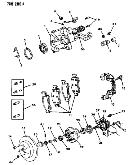 1987 Dodge Daytona Brakes, Rear Disc Diagram