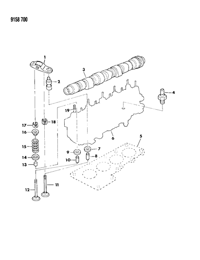 1989 Chrysler LeBaron GTS Camshaft & Valves Diagram 2