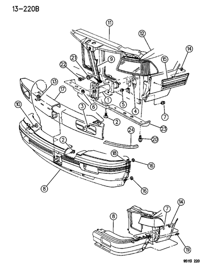 1995 Dodge Spirit Fascia, Front Diagram