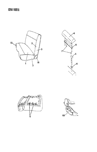 1988 Dodge Diplomat Seat - Front Fleet - Police & Others Diagram 1