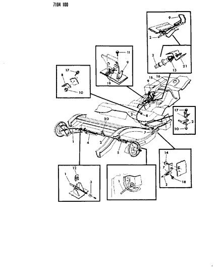 1987 Dodge Omni Lever & Cables, Parking Brake Diagram