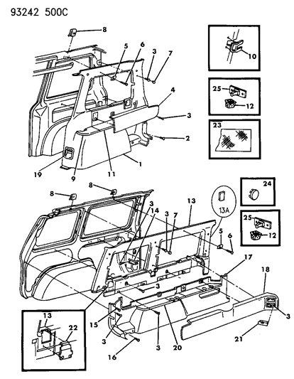 1993 Dodge Caravan Handle-Lift Gate Pull Diagram for H882KV4