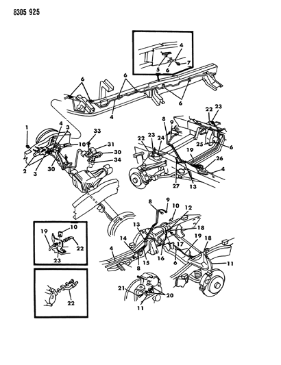 1989 Dodge Dakota Lines & Hoses, Brake Diagram