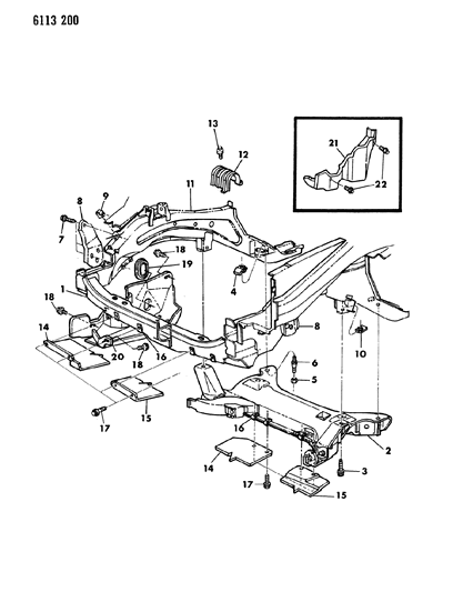 1986 Chrysler LeBaron Base Frame Front Diagram