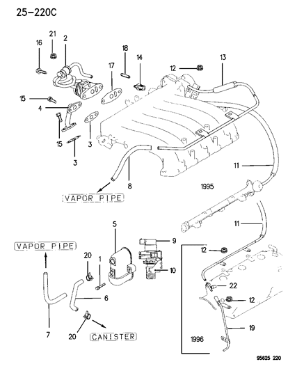 1995 Dodge Avenger Hose-Fuel Vapor Control Diagram for MR258698
