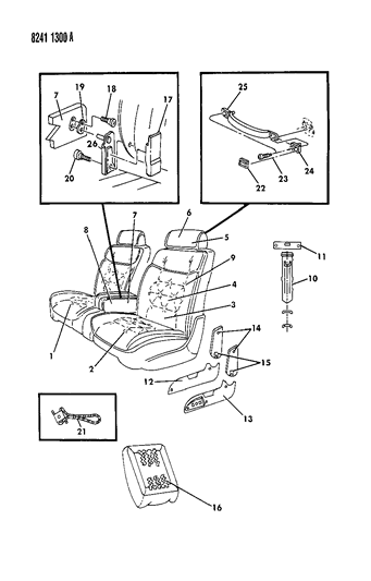 1988 Chrysler New Yorker Base Model Front Seat Diagram 2