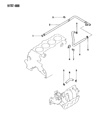 1991 Dodge Ram 50 Water Hose & Pipe Diagram 1