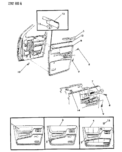 1987 Dodge Caravan Panel - Door Trim Front Diagram