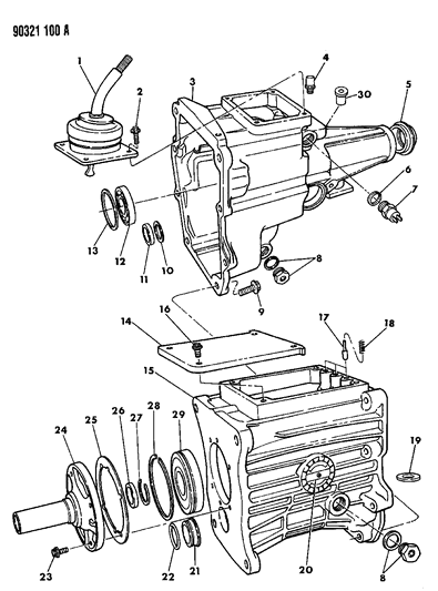 1992 Dodge D150 Transmission Case, Extension & Miscellaneous Parts Diagram 2