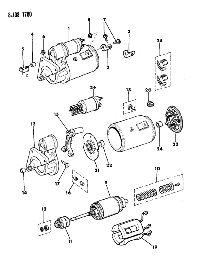 1988 Jeep Grand Wagoneer Starter & Mounting Diagram 3