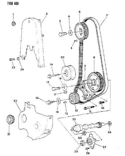 1987 Dodge 600 Timing Belt & Cover Diagram