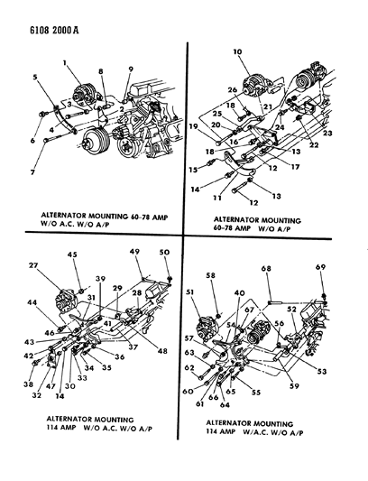 1986 Dodge Charger Alternator & Mounting Diagram 2