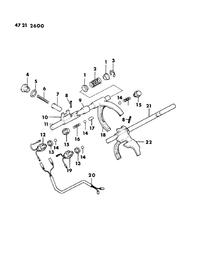 1984 Dodge Ram 50 Control, Shift Transfer Case Diagram