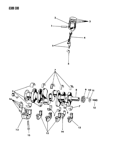 1989 Dodge D150 Crankshaft , Pistons And Torque Converter Diagram 4