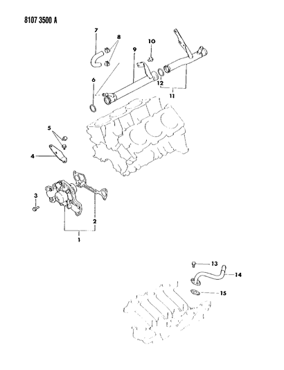 1988 Dodge Grand Caravan Water Pump & Related Parts Diagram 2