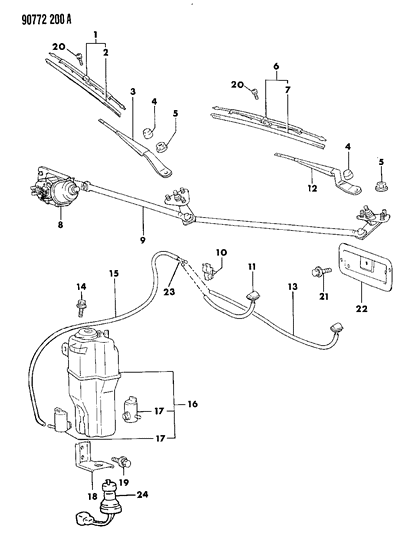 1990 Dodge Colt Windshield Wiper & Washer System Diagram