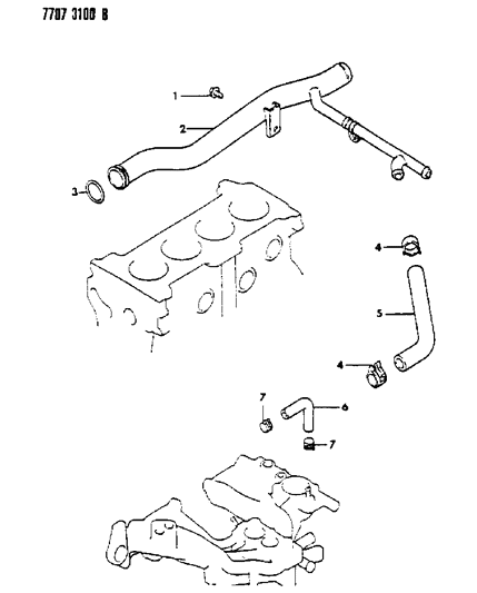 1988 Dodge Colt Water Hose & Pipe Diagram 2