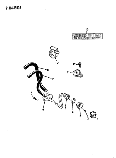 1991 Jeep Grand Wagoneer Fuel Tank Filler Tube Diagram