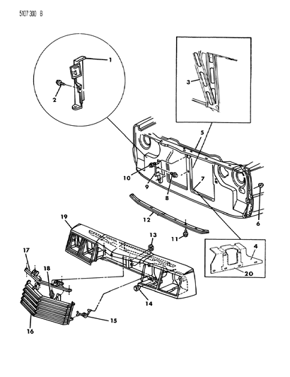 1985 Chrysler Laser Grille & Related Parts Diagram 2