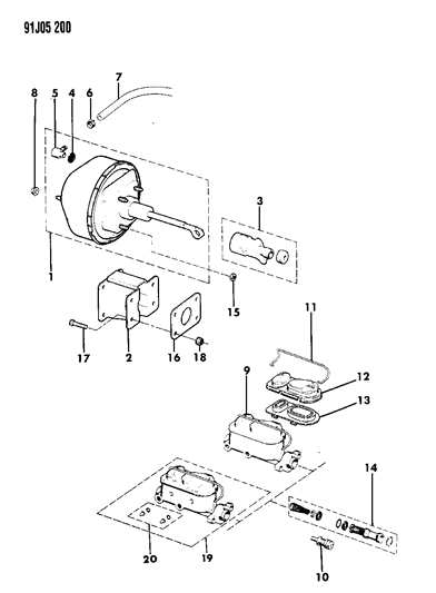 1993 Jeep Wrangler Booster & Master Cylinder Diagram