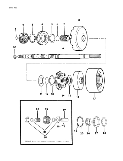1985 Dodge D250 Gear Train & Output Shaft Diagram 1