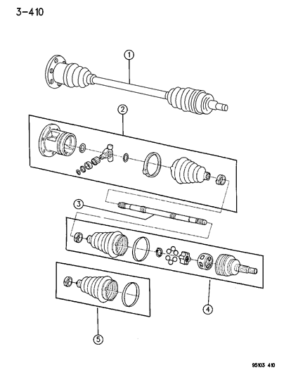 1995 Dodge Grand Caravan Shafts - Rear Axle Diagram