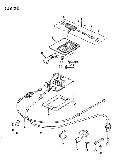 1990 Jeep Cherokee Controls, Gearshift, Floor Mounted Diagram