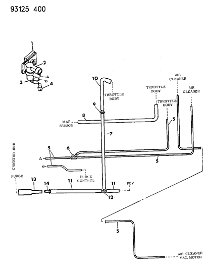 1993 Dodge Grand Caravan Emission Hose Harness Diagram 1