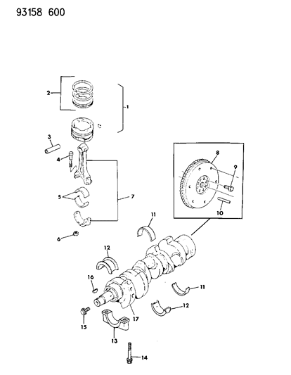 1993 Dodge Daytona Crankshaft , Pistons And Torque Converter Diagram 2