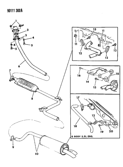 1990 Chrysler LeBaron Sedan Exhaust System Diagram 2