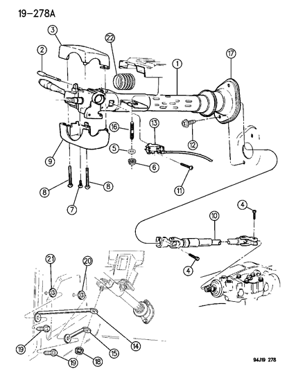 1995 Jeep Cherokee Intermediate Shaft Diagram for 52078556