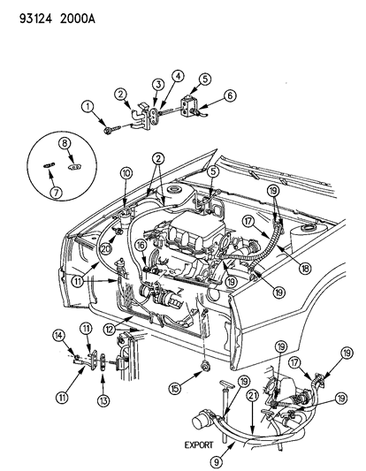 1993 Chrysler LeBaron GTC Plumbing - A/C & Heater Diagram 1