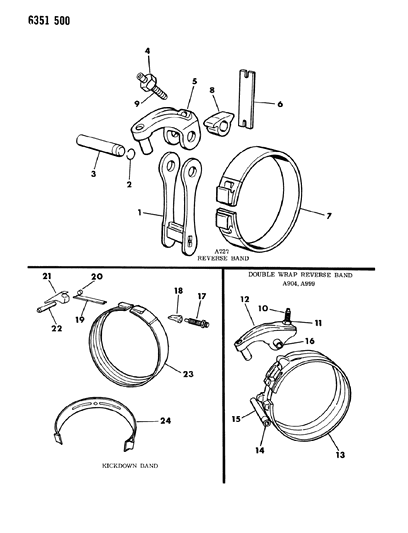 1986 Dodge Ramcharger Bands, Reverse & Kickdown With Linkage Diagram