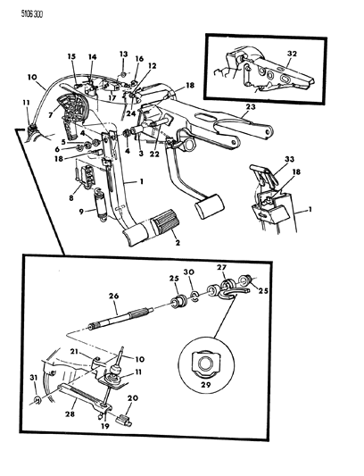1985 Chrysler LeBaron Clutch Pedal & Linkage Diagram