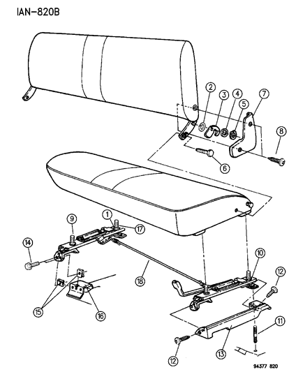 1994 Dodge Dakota Cover-Front Bench Seat Hinge-RH Diagram for S528PD5