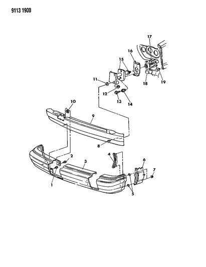 1989 Dodge Aries Bumper, Front Diagram