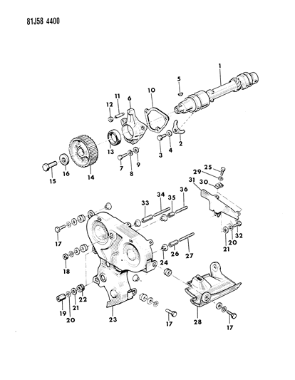 1986 Jeep Cherokee Timing Cover & Intermediate Shaft Diagram 2