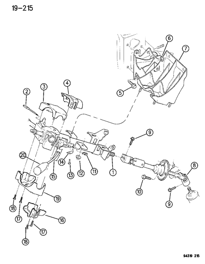 1996 Dodge Ram Van Column, Steering Upper And Lower Diagram